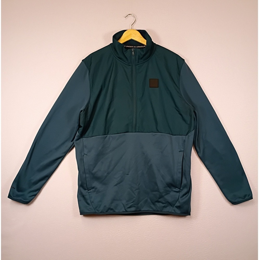 Gorpcore Under Armour Mens M Teal Gray Quarter Zip Colorblock Pullover Jacket